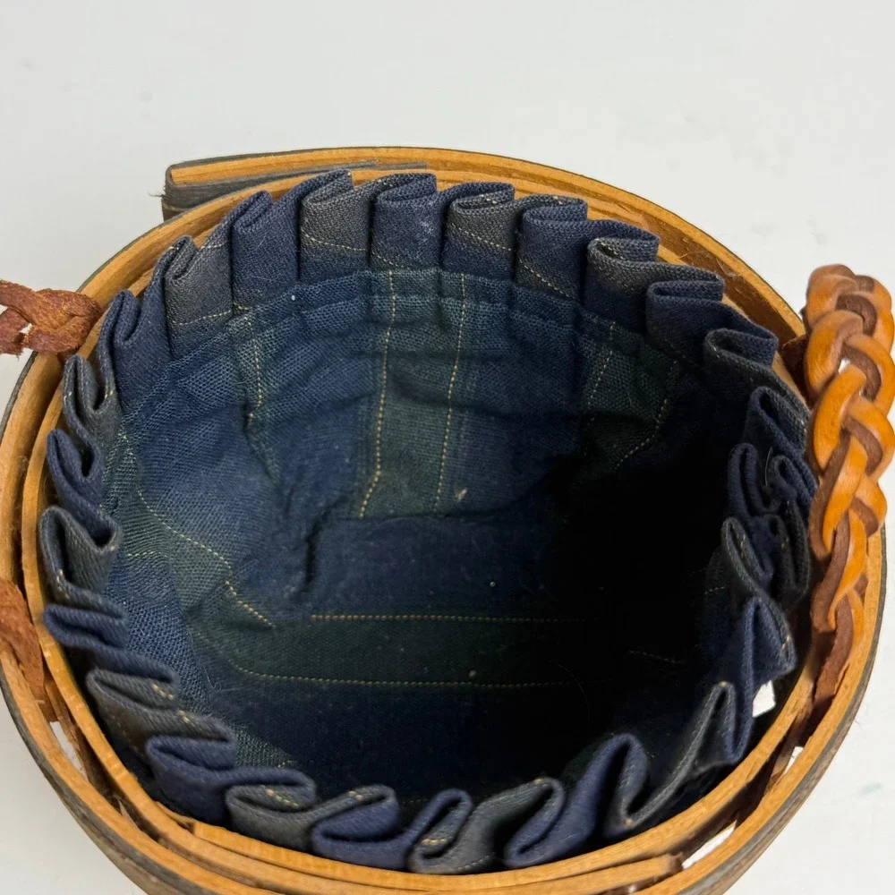Longaberger 1998 Collectors Club Thyme Booking Basket Liner Leather Handles